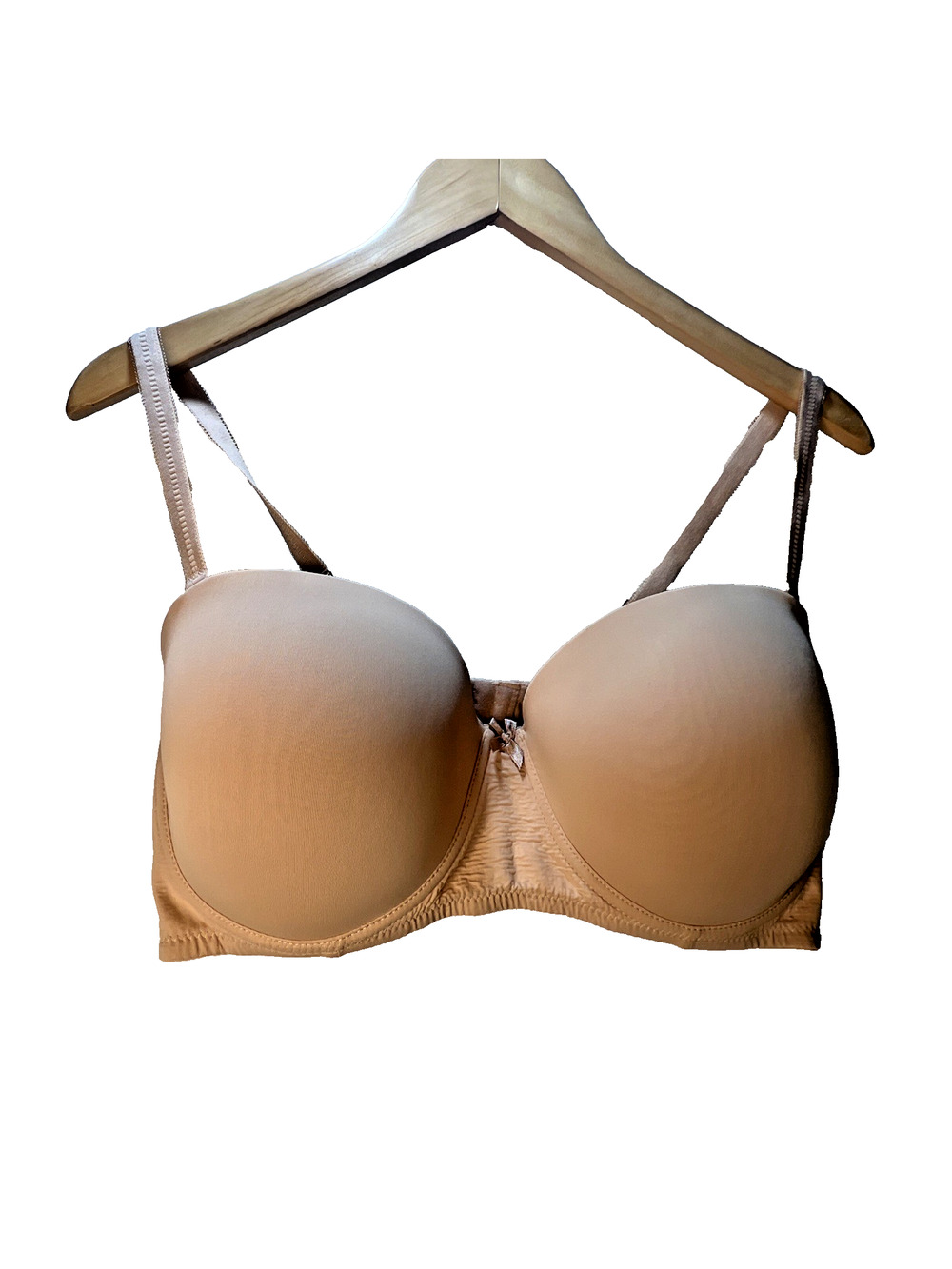 40DD TAHARI Beige Lined Underwire strapless straps Closure Demi Bra 40 DD push